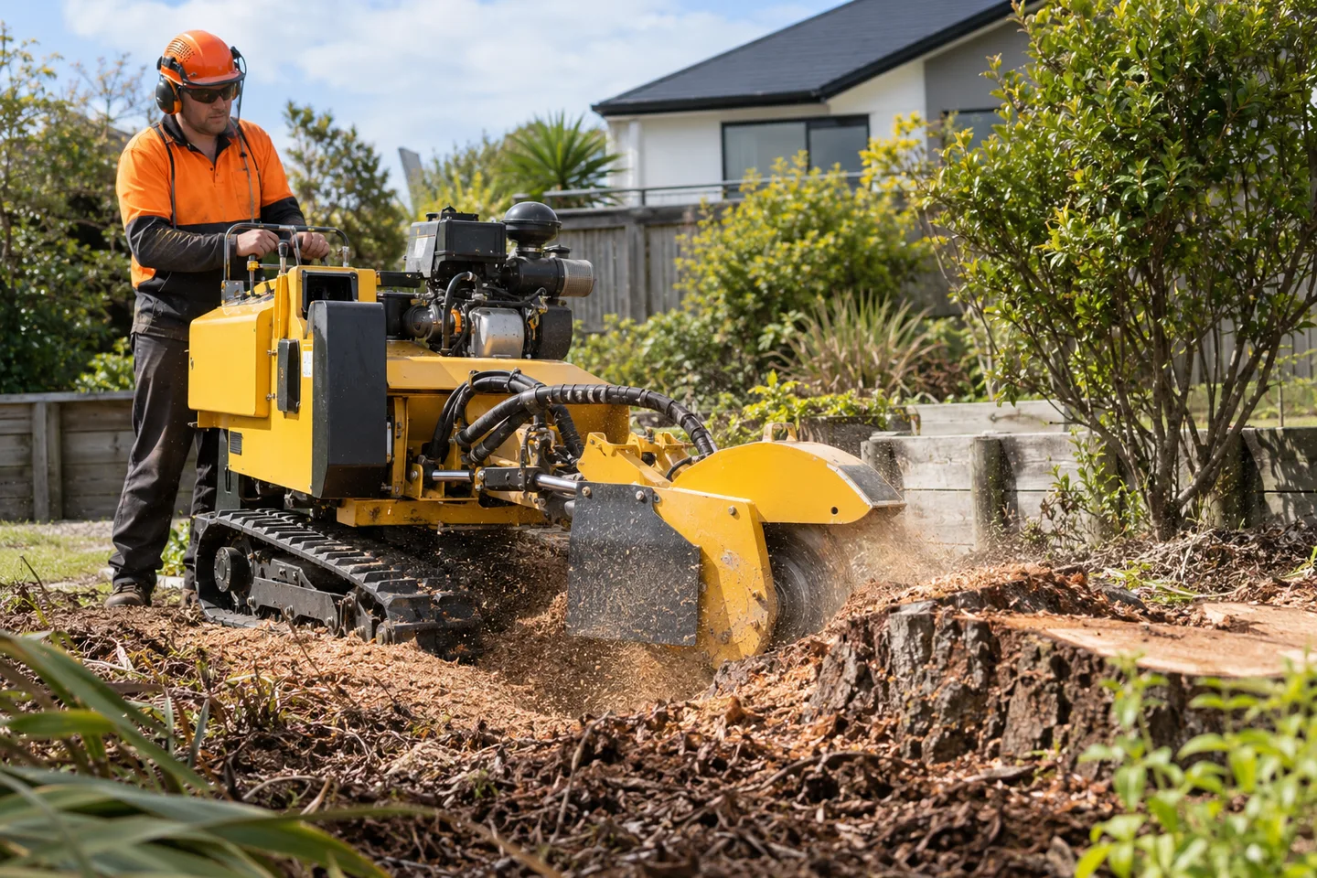 Stump Grinding Services in Tauranga — AI-generated illustration